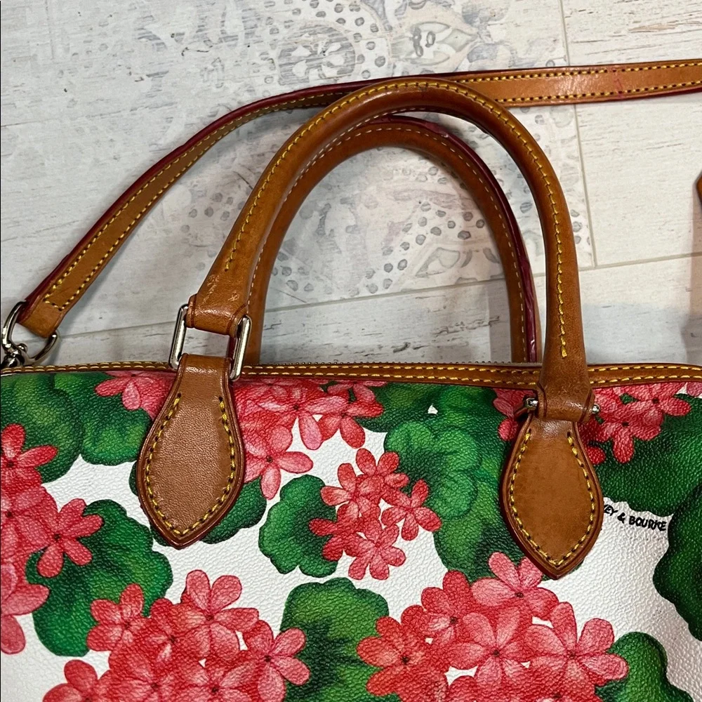 Dooney & Burke Rare Red Hydrangea Floral Print Satchel Purse